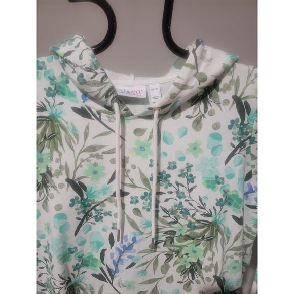 Denim & Co Size XL Green Printed French Terry Hoodie Top A643303 NWOT - Picture 3 of 8